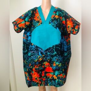 Vibrant Abstract Pattern Short African Kaftan Dress